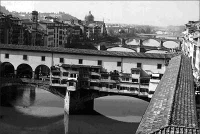 Across the Bridge to the Palatine Gallery, Florence, Italy