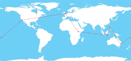 world map route
