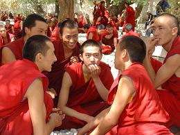 Monks of the Sera Monastery engaged in debate, Lhasa, Tibet